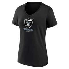 Las Vegas Raiders Women's Logo Team Lockup V-Neck T-Shirt Black