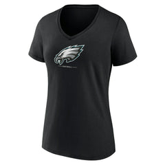 Philadelphia Eagles Women's Logo Team Lockup V-Neck T-Shirt Black