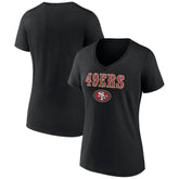 San Francisco 49ers Women's Logo Team Lockup V-Neck T-Shirt Black