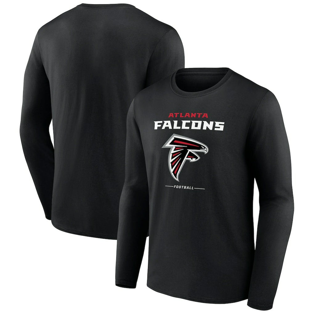 Atlanta Falcons Logo Team Lockup Long Sleeve T-Shirt Black
