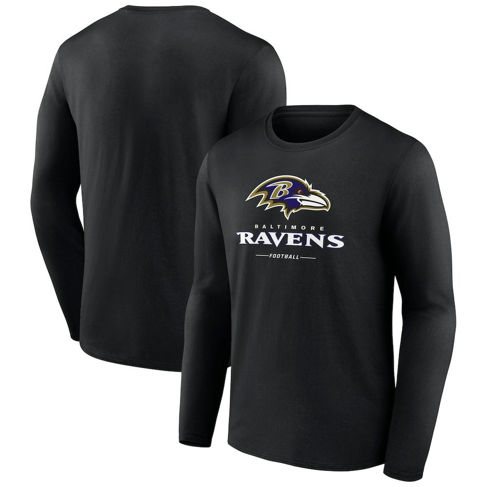 Baltimore Ravens Logo Team Lockup Long Sleeve T-Shirt Black