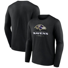 Baltimore Ravens Logo Team Lockup Long Sleeve T-Shirt Black
