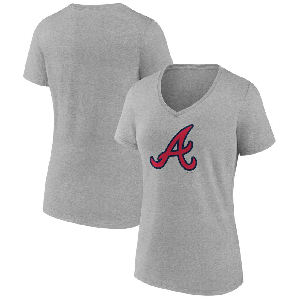 Atlanta Braves Women's Official Logo V-Neck T-Shirt - Gray - MLB on Sale
