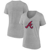 Atlanta Braves Women's Official Logo V-Neck T-Shirt - Gray - MLB on Sale