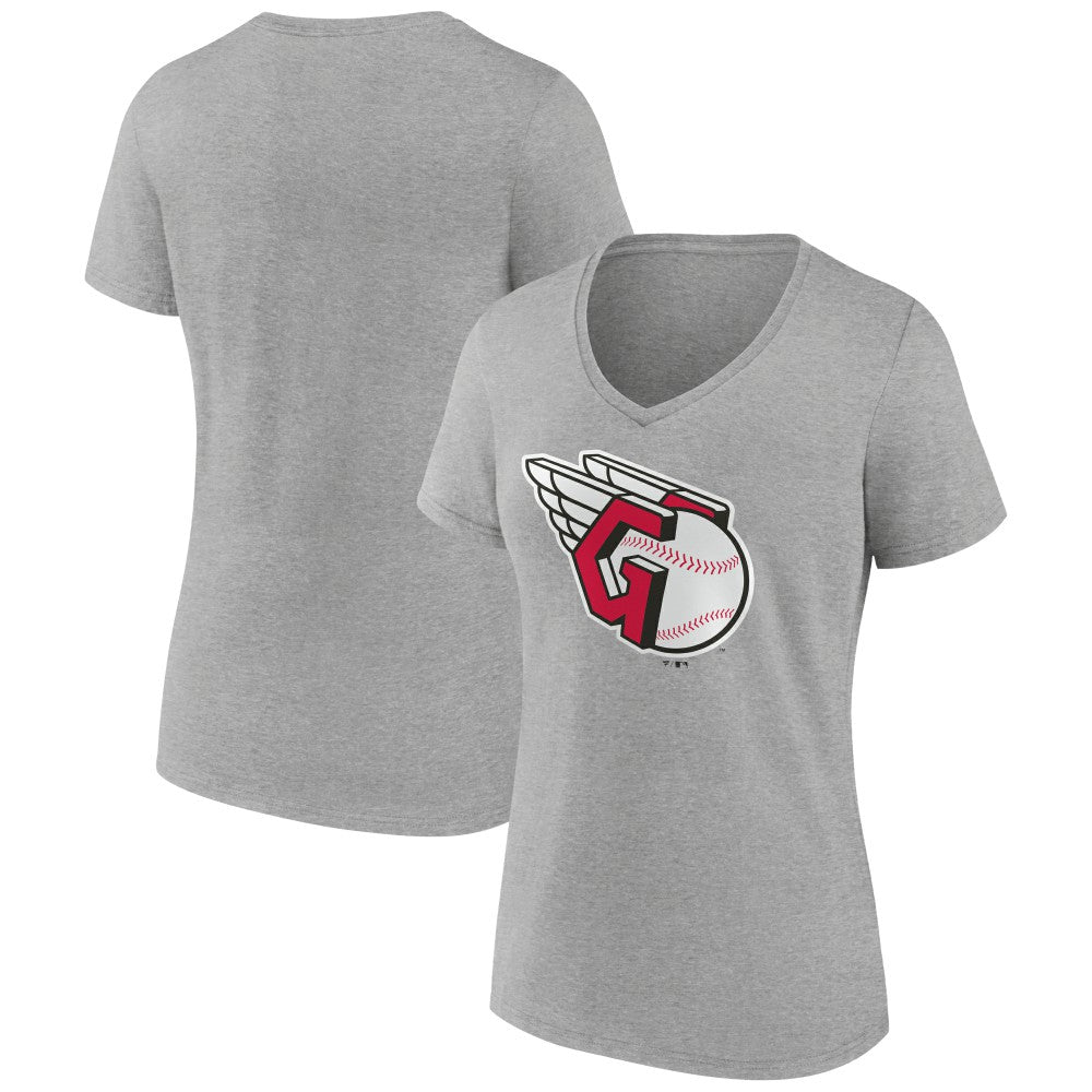 Cleveland Guardians Women's Official Logo V-Neck T-Shirt - Gray - MLB on Sale