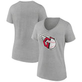 Cleveland Guardians Women's Official Logo V-Neck T-Shirt - Gray - MLB on Sale