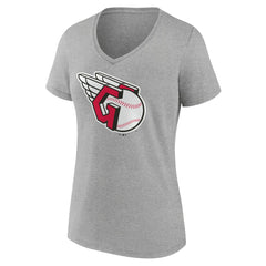 Cleveland Guardians Women's Official Logo V-Neck T-Shirt - Gray - MLB on Sale
