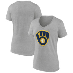 Milwaukee Brewers Women's Official Logo V-Neck T-Shirt - Gray - MLB Online