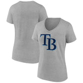 Tampa Bay Rays Women's Official Logo V-Neck T-Shirt - Gray - MLB on Sale