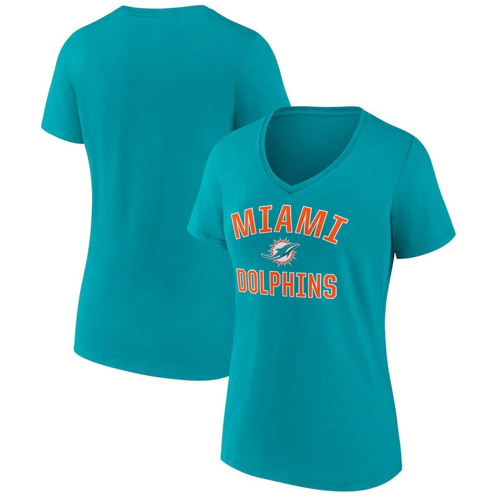 Miami Dolphins Women's Victory Arch Team V-Neck T-Shirt Aqua