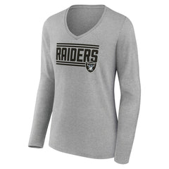 Las Vegas Raiders Women's On Side Stripe Long Sleeve V-Neck T-Shirt Gray