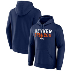 Denver Broncos Team Fade Out Fitted Pullover Hoodie Navy