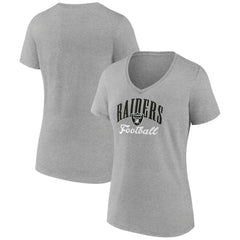 Las Vegas Raiders Women's Victory Script V-Neck T-Shirt Heather Gray