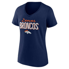Denver Broncos Women's Nostalgia V-Neck T-Shirt Navy