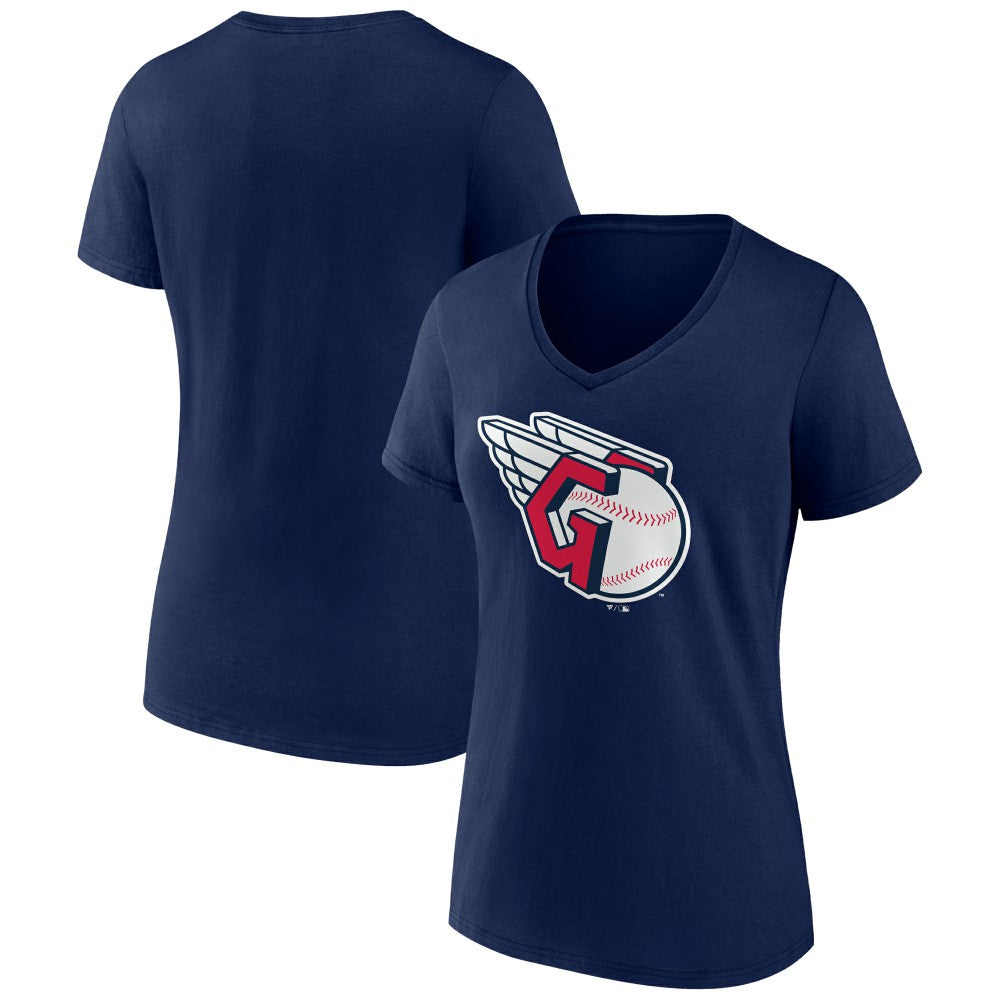 Cleveland Guardians Women's Official Logo V-Neck T-Shirt - Navy - MLB Discount