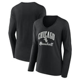 Chicago White Sox Women's Victory Script Long Sleeve V-Neck T-Shirt - Black - MLB Sale