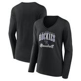 Colorado Rockies Women's Victory Script Long Sleeve V-Neck T-Shirt - Black - MLB Online