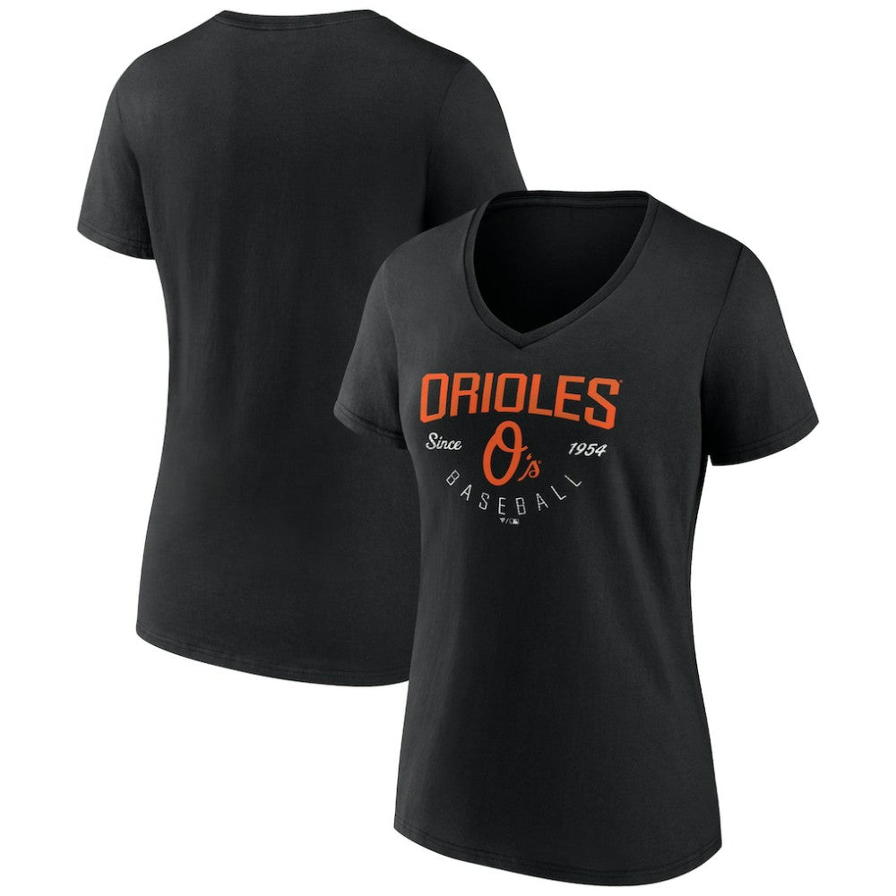 Baltimore Orioles Women's Live For It Team V-Neck T-Shirt - Black - MLB Sale