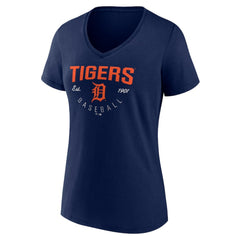 Detroit Tigers Women's Live For It Team V-Neck T-Shirt - Navy - MLB on Sale
