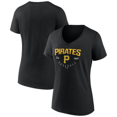 Pittsburgh Pirates Women's Live For It Team V-Neck T-Shirt - Black - MLB Online
