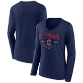 Cleveland Guardians Women's Live For It Long Sleeve Long Sleeve V-Neck T-Shirt - Navy - MLB Discount