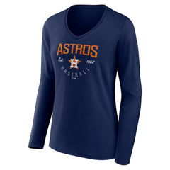 Houston Astros Women's Live For It Long Sleeve Long Sleeve V-Neck T-Shirt - Navy - MLB Sale