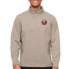 New York Islanders Antigua Course Quarter-Zip Pullover Top - Oatmeal - NHL 5082403