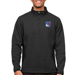 New York Rangers Antigua Course Quarter-Zip Pullover Top - Heather Black - NHL 5082404