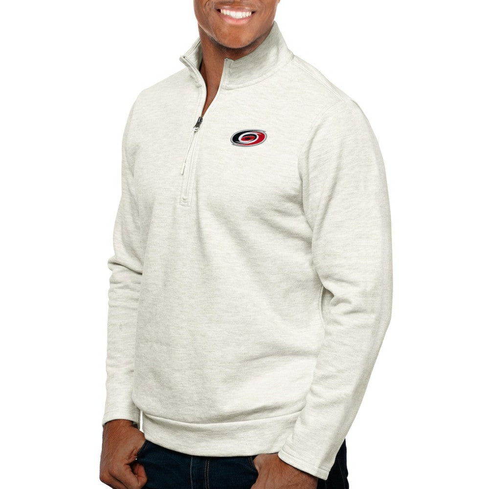Carolina Hurricanes Antigua Gambit Quarter-Zip Pullover Top - Oatmeal - NHL 5082674