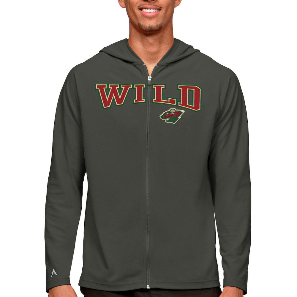 Minnesota Wild Antigua Legacy Full-Zip Hoodie - Charcoal - NHL 5082851