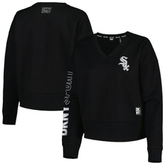 Chicago White Sox DKNY Sport Women's Lily V-Neck Pullover Sweatshirt - Black - MLB on Sale