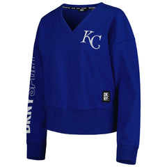 Kansas City Royals DKNY Sport Women's Lily V-Neck Pullover Sweatshirt - Royal - MLB on Sale
