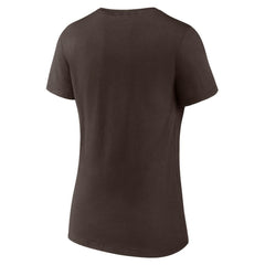 San Diego Padres Women's Lockup V-Neck T-Shirt - Brown - MLB Discount