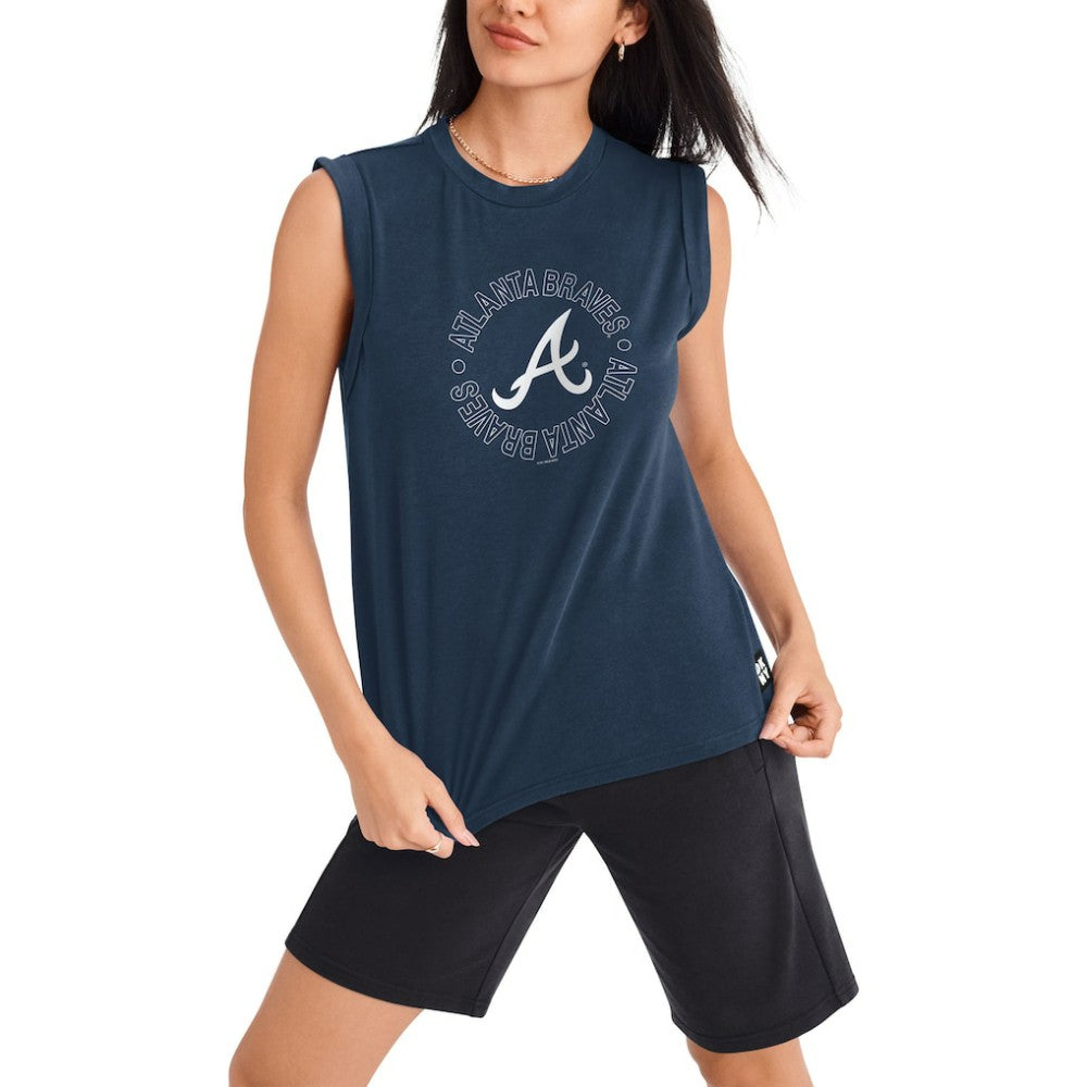Atlanta Braves DKNY Sport Women's Madison Tri-Blend Tank Top - Navy - MLB Sale