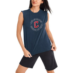 Cleveland Guardians DKNY Sport Women's Madison Tri-Blend Tank Top - Navy - MLB Lifestyle