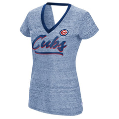 Chicago Cubs Touch Women's Halftime Back Wrap Top V-Neck T-Shirt - Royal - MLB Sale