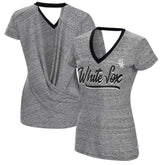 Chicago White Sox Touch Women's Halftime Back Wrap Top V-Neck T-Shirt - Black - MLB Lifestyle