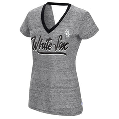 Chicago White Sox Touch Women's Halftime Back Wrap Top V-Neck T-Shirt - Black - MLB Lifestyle