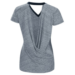 Detroit Tigers Touch Women's Halftime Back Wrap Top V-Neck T-Shirt - Navy - MLB Lifestyle