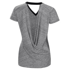 Miami Marlins Touch Women's Halftime Back Wrap Top V-Neck T-Shirt - Black - MLB Discount
