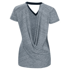 Milwaukee Brewers Touch Women's Halftime Back Wrap Top V-Neck T-Shirt - Navy - MLB Online