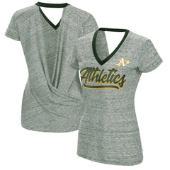 Athletics Touch Women's Halftime Back Wrap Top V-Neck T-Shirt - Green - MLB on Sale