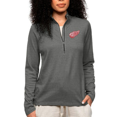 Detroit Red Wings Antigua Women's Epic Quarter-Zip Pullover Top - Heather Charcoal - NHL 5083913
