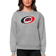 Carolina Hurricanes Antigua Women's Team Logo Victory Crewneck Pullover Sweatshirt - Heather Gray - NHL 5084210