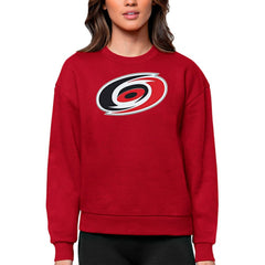 Carolina Hurricanes Antigua Women's Team Logo Victory Crewneck Pullover Sweatshirt - Red - NHL 5084211