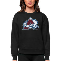Colorado Avalanche Antigua Women's Team Logo Victory Crewneck Pullover Sweatshirt - Black - NHL 5084217