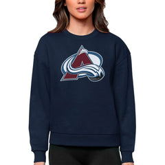 Colorado Avalanche Antigua Women's Team Logo Victory Crewneck Pullover Sweatshirt - Navy - NHL 5084219