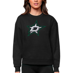 Dallas Stars Antigua Women's Team Logo Victory Crewneck Pullover Sweatshirt - Black - NHL 5084227
