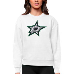 Dallas Stars Antigua Women's Team Logo Victory Crewneck Pullover Sweatshirt - White - NHL 5084230