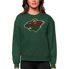 Minnesota Wild Antigua Women's Team Logo Victory Crewneck Pullover Sweatshirt - Green - NHL 5084249